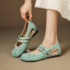 Retro Fairy High-Heeled Genuine Leather Mary Jane Shoes with Sweet Hollow Design - Artistic Deer and Nara Style