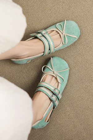 Retro Fairy High-Heeled Genuine Leather Mary Jane Shoes with Sweet Hollow Design - Artistic Deer and Nara Style