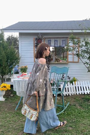 Retro Floral Embroidery Cotton Dress - Women's Off-Shoulder Lantern Sleeve Short Skirt - Vintage Spring Style