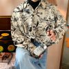 Retro Floral Long Sleeve Shirt - Handmade Watercolor Design, Autumn Style, Loose Fit, Versatile High-End Fashion