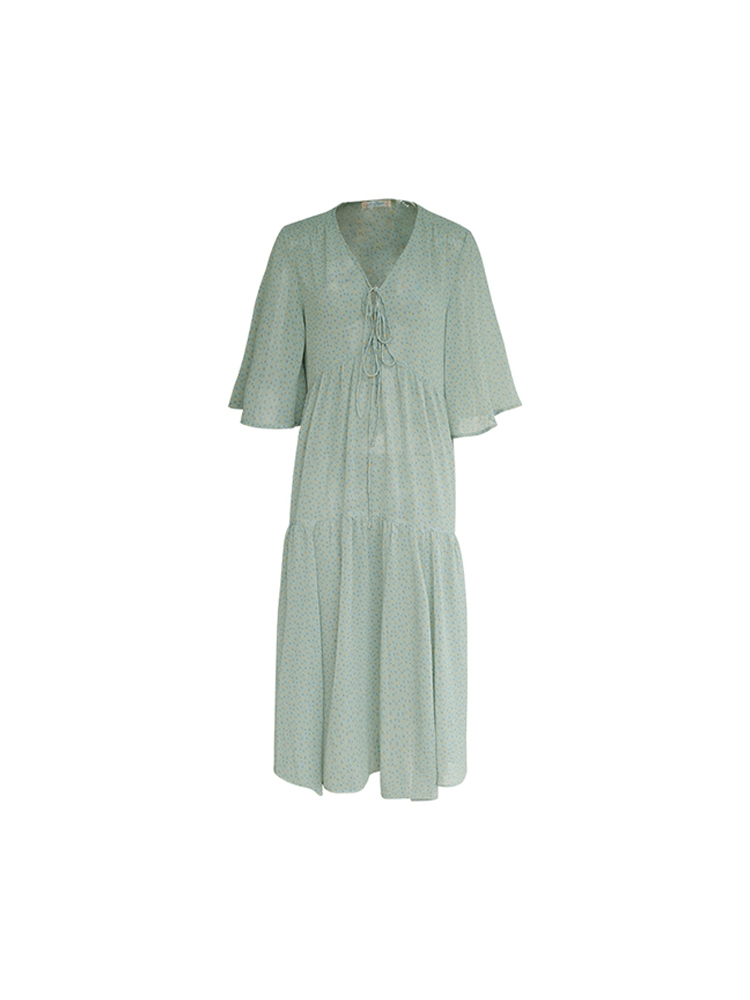 Retro Floral V-Neck Chiffon Dress for Women - Summer Loose Mid-Sleeve Flared Skirt, Vintage Style, Perfect for 90s and Y2K Fashion Retro Floral V-Neck Chiffon Dress for Women - Summer Loose Mid-Sleeve Flared Skirt, Vintage Style, Perfect for 90s and Y2K Fashion