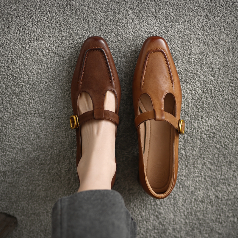 Retro Genuine Leather Mary Jane Flats for Women - Square Toe, Mid-Chunky Heel, Versatile 2025 Y2K Style Loafers Retro Genuine Leather Mary Jane Flats for Women - Square Toe, Mid-Chunky Heel, Versatile 2025 Y2K Style Loafers