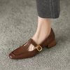 Retro Genuine Leather Mary Jane Flats for Women - Square Toe, Mid-Chunky Heel, Versatile 2025 Y2K Style Loafers