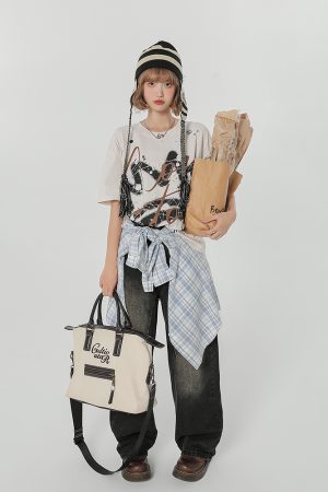 Retro Graffiti Print Round Neck Short Sleeve T-Shirt for Women - Loose Slim Fit Summer Street Style Top