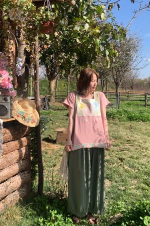 Retro Green Pleated High-Waisted Wide-Leg Lantern Pants for Women - Casual Spring Fashion, Vintage Style, Loose Fit