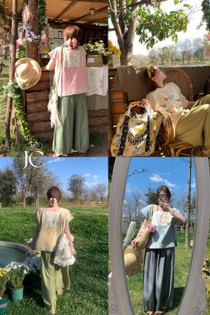 Retro Green Pleated High-Waisted Wide-Leg Lantern Pants for Women - Casual Spring Fashion, Vintage Style, Loose Fit