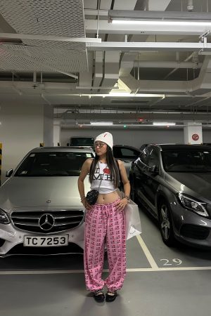 Retro Heart Print Soft Pink Hoodie and Sweatpants Set - Cozy 90s Inspired Fleece Loungewear