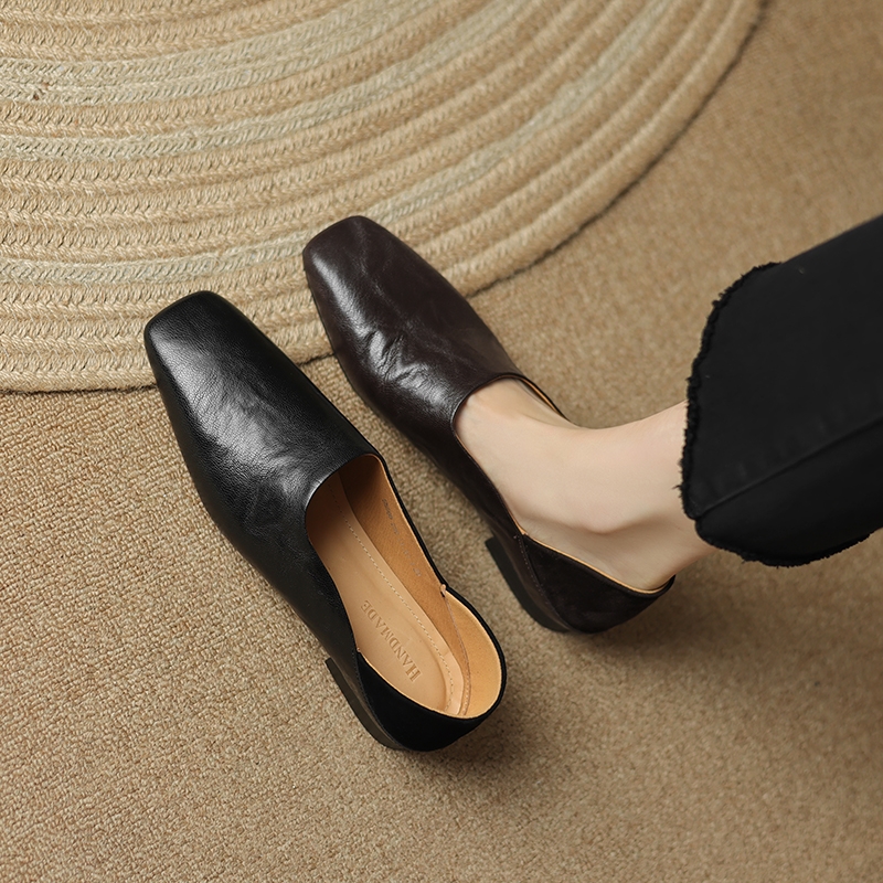 Retro High-End Genuine Leather Lazy Loafers for Women - Summer 2025 Fashion, Italian Style, Comfortable & Chic Retro High-End Genuine Leather Lazy Loafers for Women - Summer 2025 Fashion, Italian Style, Comfortable & Chic