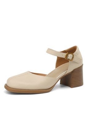 Retro High Heel Chunky Heeled Sandals for Women - Sheepskin One-Strap Hollow Out Design - Summer 2025 Fashion