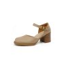 Retro High Heel Chunky Heeled Sandals for Women - Sheepskin One-Strap Hollow Out Design - Summer 2025 Fashion