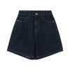 Retro High-Waisted Denim Shorts for Women - 2025 New Style Deep Blue Casual Wide-Leg Straight Leg Summer Fashion