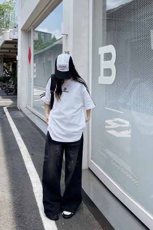 Retro Hip-Hop Color Block Spliced Short Sleeve T-Shirt for Couples - Unisex Casual Loose Fit Classic Tee