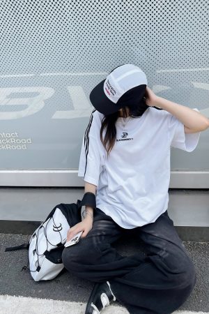 Retro Hip-Hop Color Block Spliced Short Sleeve T-Shirt for Couples - Unisex Casual Loose Fit Classic Tee