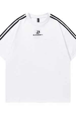 Retro Hip-Hop Color Block Spliced Short Sleeve T-Shirt for Couples - Unisex Casual Loose Fit Classic Tee