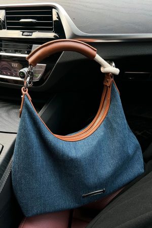 Retro Hong Kong-Style Denim Tote Bag for Women - Versatile Underarm Shoulder Crossbody Bag, 2023 Fashion Essential