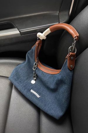Retro Hong Kong-Style Denim Tote Bag for Women - Versatile Underarm Shoulder Crossbody Bag, 2023 Fashion Essential