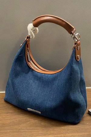 Retro Hong Kong-Style Denim Tote Bag for Women - Versatile Underarm Shoulder Crossbody Bag, 2023 Fashion Essential