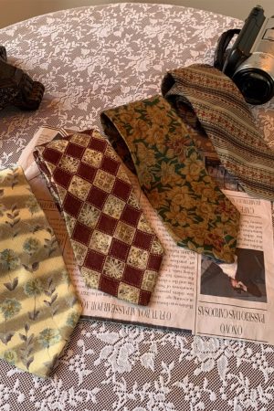 Retro Hong Kong Style Floral Long Tie 90s Wide Bow Tie Shirt Accessory for Versatile Fashion Looks