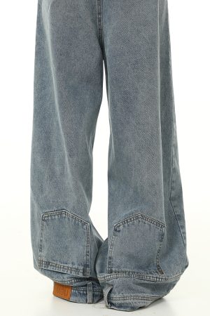 Retro Inverted Denim Pants for Men and Women - Washed Wide-Leg Loose Trousers, Vintage American Style, Trendy 90s Fashion