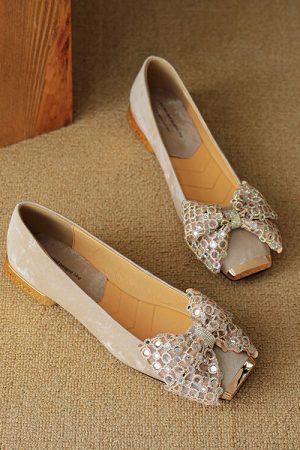 Retro Italian Style Bow Flat Shoes for Women - Square Toe Shallow Mouth Design, Chic National Style Footwear