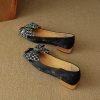 Retro Italian Style Bow Flat Shoes for Women - Square Toe Shallow Mouth Design, Chic National Style Footwear