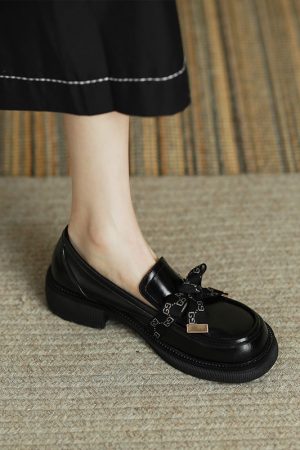 Retro Italian-Style Leather Loafers for Women - 3.5 cm Thick Sole, Soft-Soled, Non-Fatiguing Height-Boosting Shoes