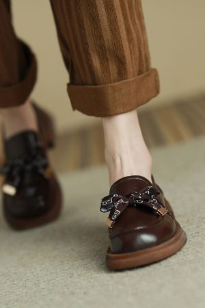 Retro Italian-Style Leather Loafers for Women - 3.5 cm Thick Sole, Soft-Soled, Non-Fatiguing Height-Boosting Shoes