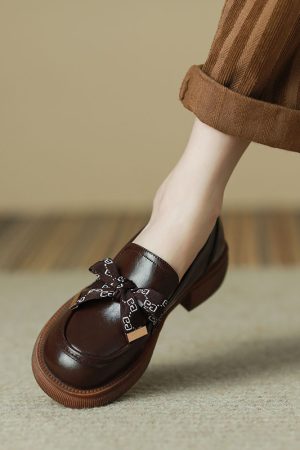 Retro Italian-Style Leather Loafers for Women - 3.5 cm Thick Sole, Soft-Soled, Non-Fatiguing Height-Boosting Shoes