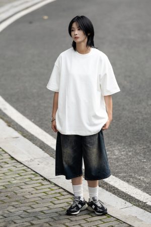 Retro Japanese Style Heavyweight 385g Cotton Short-Sleeve T-Shirt for Men - Versatile Loose Fit Tee