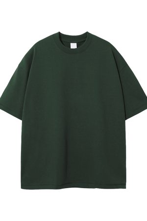 Retro Japanese Style Heavyweight 385g Cotton Short-Sleeve T-Shirt for Men - Versatile Loose Fit Tee