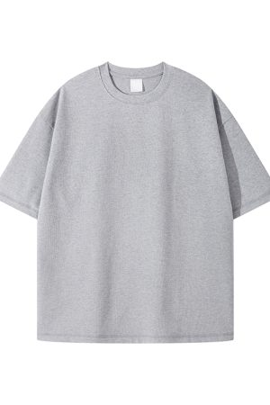 Retro Japanese Style Heavyweight 385g Cotton Short-Sleeve T-Shirt for Men - Versatile Loose Fit Tee