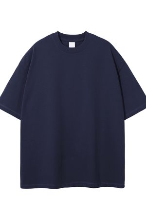 Retro Japanese Style Heavyweight 385g Cotton Short-Sleeve T-Shirt for Men - Versatile Loose Fit Tee