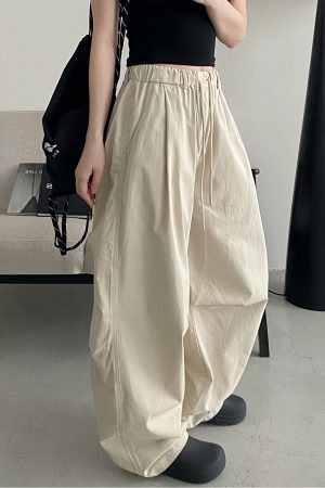 Retro Japanese-Style Parachute Pants for Spring-Summer, Loose Fit Wide-Leg, Comfortable Pure Cotton, Casual American Vibe