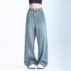 Retro Korean-Style Blue Wide-Leg Jeans for Women - Trendy Loose Straight Pants for Autumn Fashion