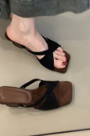 Retro Leopard Print Sheepskin High-Heeled One-Strap Sandals for Women - Summer Open-Toe Square Toe Wedge Footwear