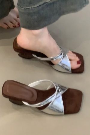 Retro Leopard Print Sheepskin High-Heeled One-Strap Sandals for Women - Summer Open-Toe Square Toe Wedge Footwear