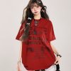 Retro Letter Print Short-Sleeve T-Shirt for Women - Casual Loose Fit, Summer 2025 Style, Vintage-Inspired Fashion