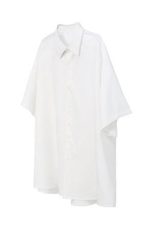 Retro Loose Draped Solid Color Short Sleeve Shirt for Women - Versatile American Style Couple Top