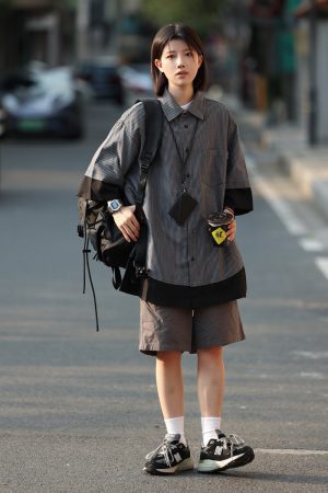 Retro Loose Short-Sleeve Men's Plaid Shirt - Two-Piece Splicing Japanese Style Summer Fashion