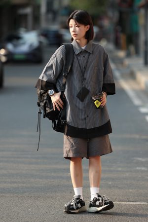 Retro Loose Short-Sleeve Men's Plaid Shirt - Two-Piece Splicing Japanese Style Summer Fashion