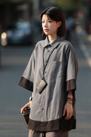 Retro Loose Short-Sleeve Men's Plaid Shirt - Two-Piece Splicing Japanese Style Summer Fashion