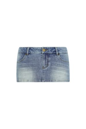 Retro Low-Waist Washed Distressed Stretchy Denim Blue Ultra-Short Skirt Pants - Y2K Inspired Fashion for Trendy Outfits