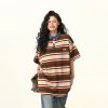 Retro Melard Striped Oversized Short Sleeve Summer T-Shirt for Women - Trendy American Style