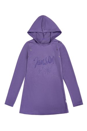 Retro Metal Decorative Slim-Fit Multi-Color Hooded Dress for 90s Inspired Style