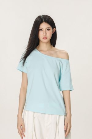 Retro Off-Shoulder T-Shirt for Women - Summer Short Sleeve Slim Fit - Unique Beautiful Hot Girl Style