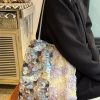 Retro Oil Painting Lace Canvas Tote Bag - 2025 Large Capacity Shoulder Bag for Commuters and Everyday Use