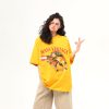 Retro Orange Print Short Sleeve T-Shirt for Women | Summer Vibe Ginger Yellow Tee | Y2K Fashion Top