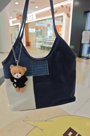 Retro Patchwork Color-Blocking Shoulder Bag - High-End Matte Texture Crossbody Bag for Autumn/Winter 2025, Large Capacity