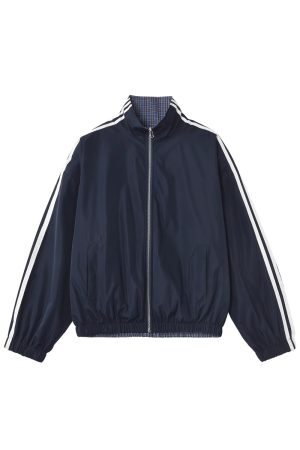 Retro Patchwork Reversible Jacket for Men and Women - Casual Three-Stripe Plaid Layering for Spring & Autumn Commuting