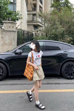 Retro Plaid Orange Tote Bag - Large Capacity Checkered Canvas Commuter Shoulder Bag for Stylish Shopping